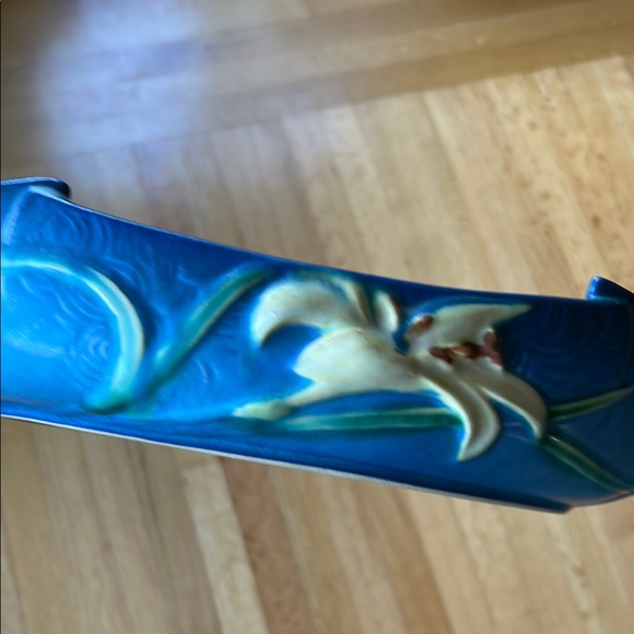 Roseville USA 475-12” Blue Zephyr Lily (yellow) Ceramic Art Bowl Vintage - Picture 5 of 14